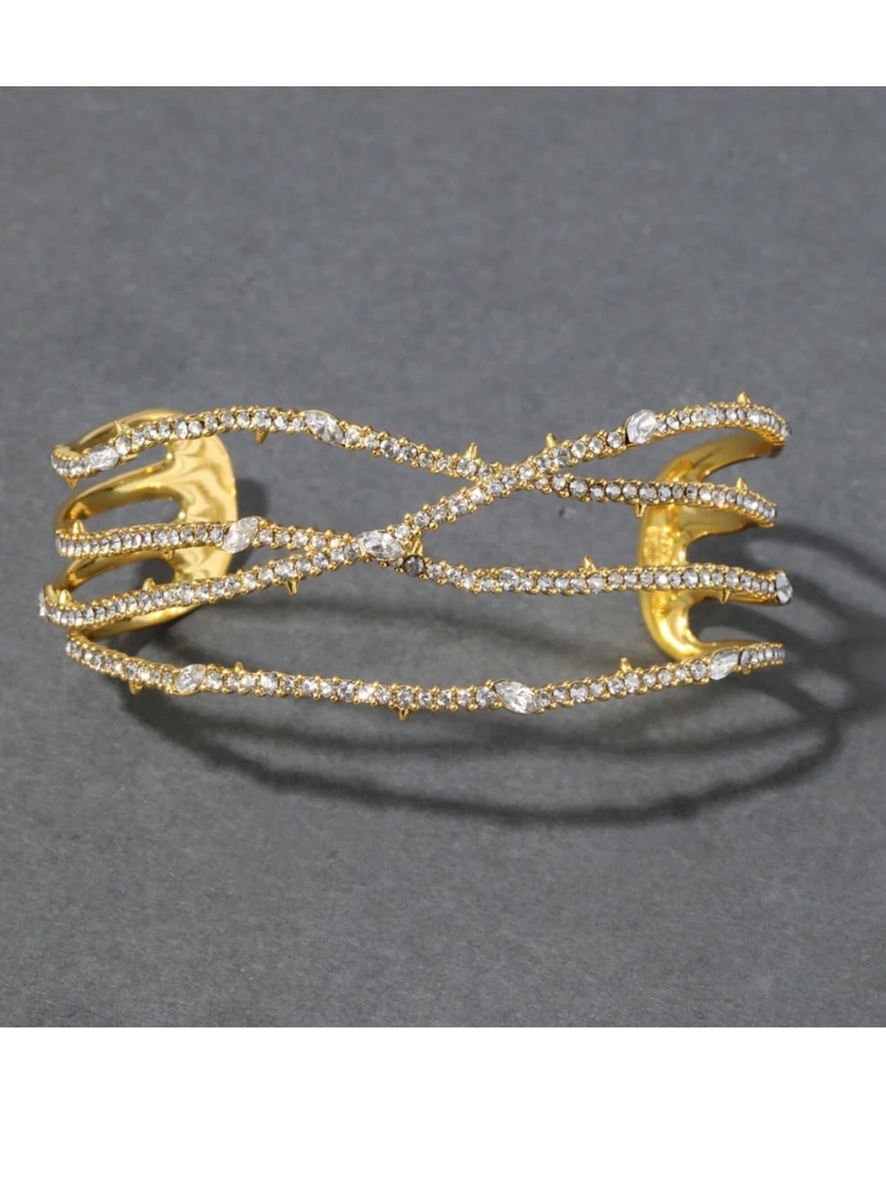 ALEXIS BITTAR • GOLD PAVE Crystal Lace Thorny ORBITING CUFF Bracelet